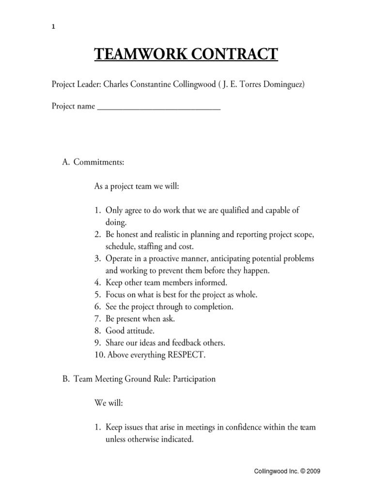 Teamwork Contract Template | PDF | Business | Home & Garden