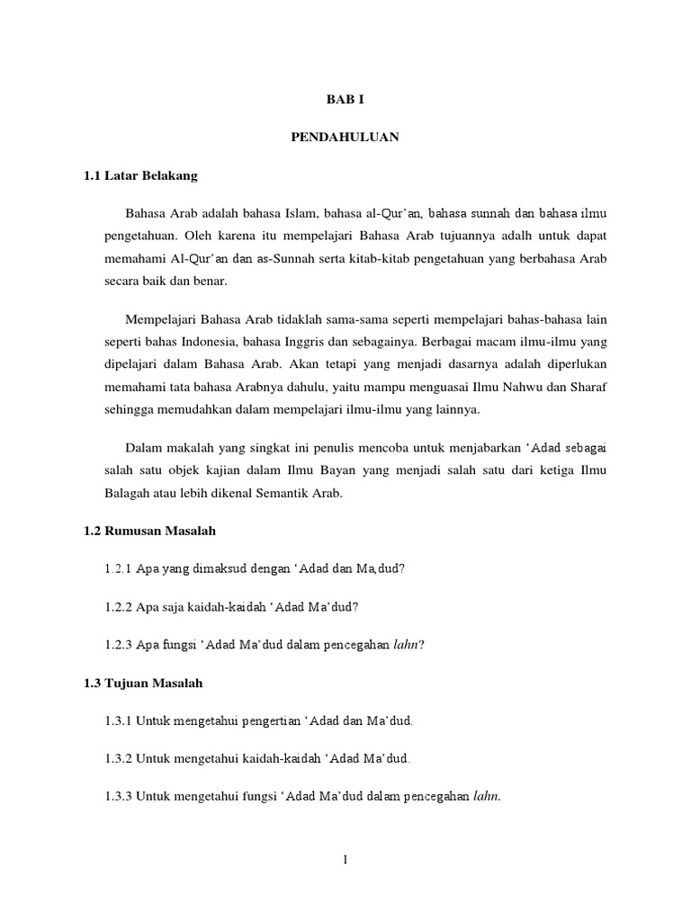 Makalah Bahasa Arab Mengenai Adad Ma Dud Pdf