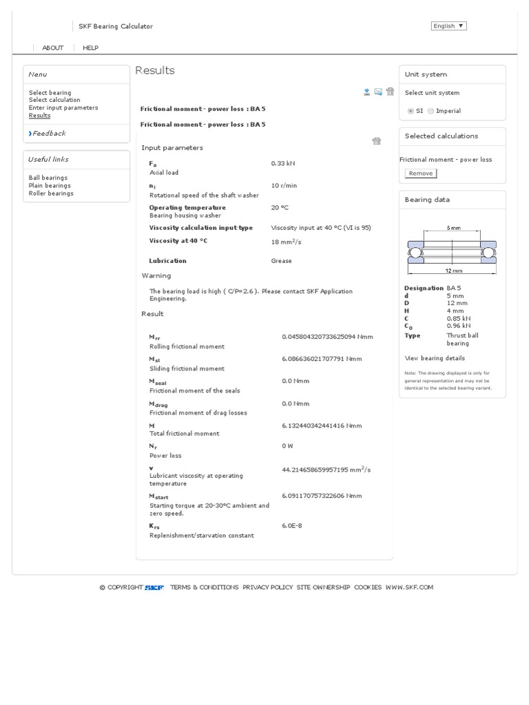 SKF Bearing Calculator Bearing (Mechanical) Classical Mechanics