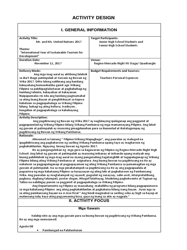 Activity design pdf