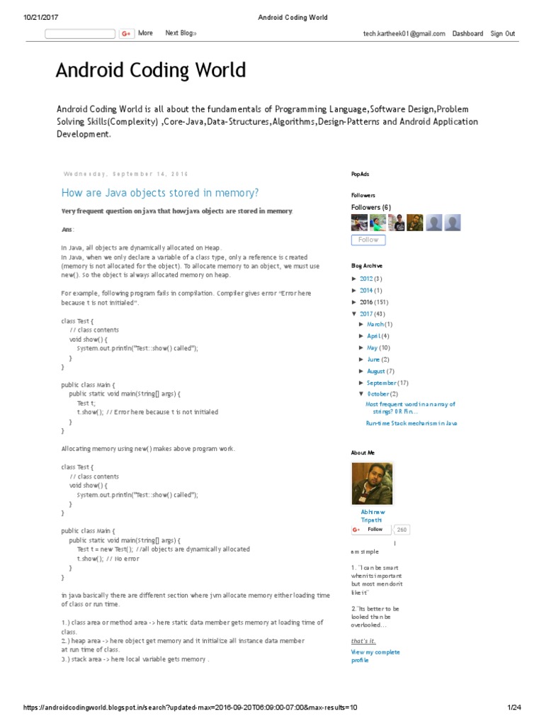 Android Coding World: How Are Java Objects Stored in Memory? | PDF ...