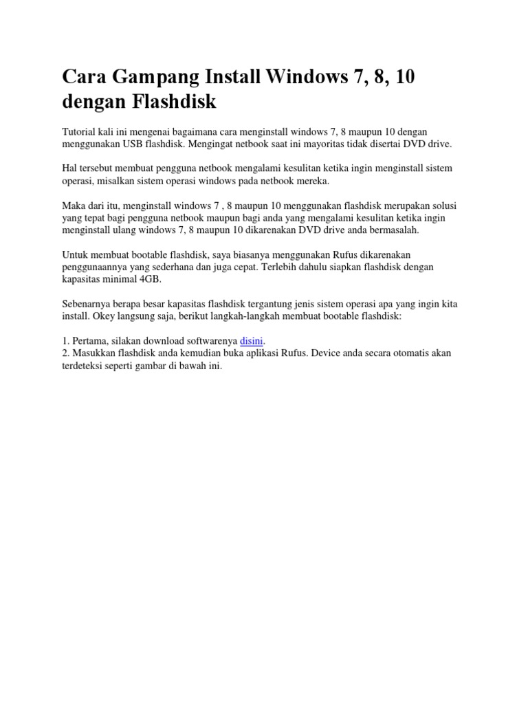 Cara Bootable Flashdisk Menggunakan Rufusdocx
