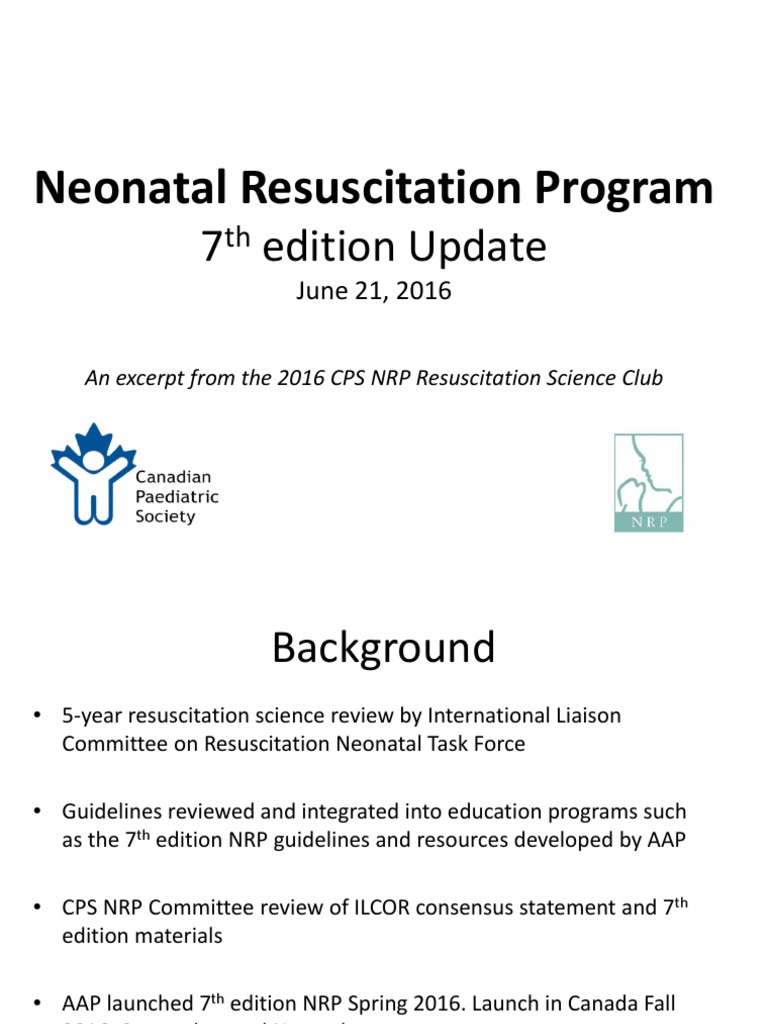 Neonatal Resuscitation Program: 7 Edition Update | PDF ...