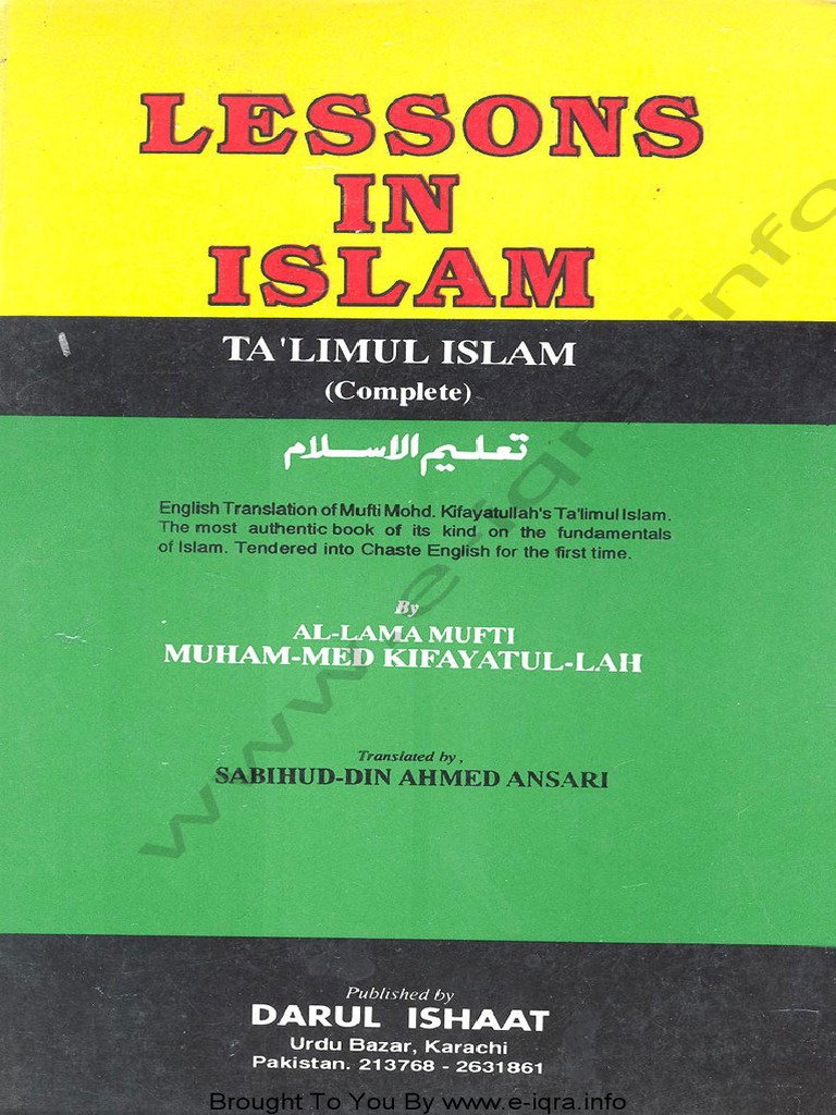 Taleem Ul Islam English ByShaykhMuftiKifayatullahr.a PDF | PDF