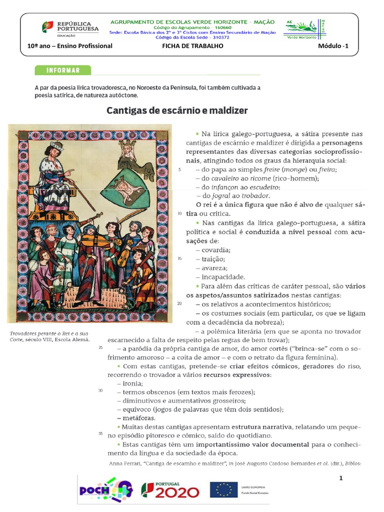 Cantigas De Escárnio E Maldizer Exemplos