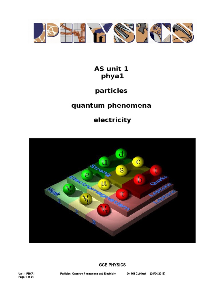 ALEVEL PHYSICS AQA Unit 1 Particles Quantum Electricity NOTES | PDF ...