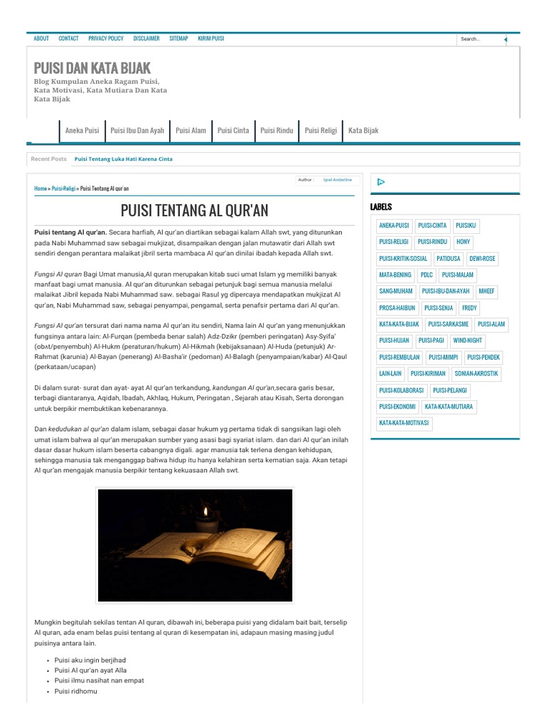 Puisi Tentang Al Quran Puisi Dan Kata Bijakpdf