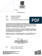 Circular 032 2017 - Horario de Atención A La Ciudadanía y Correspondencia Sede A - IDPAC