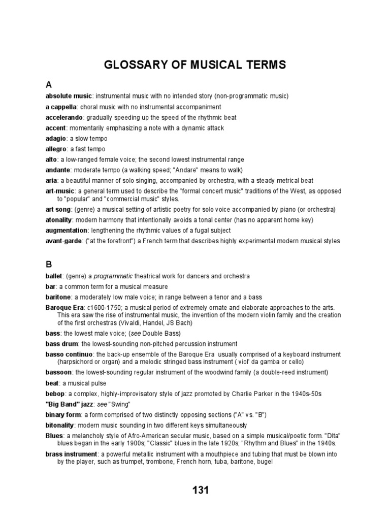 Glossary of Musical Terms | PDF | Musical Compositions | Orchestras