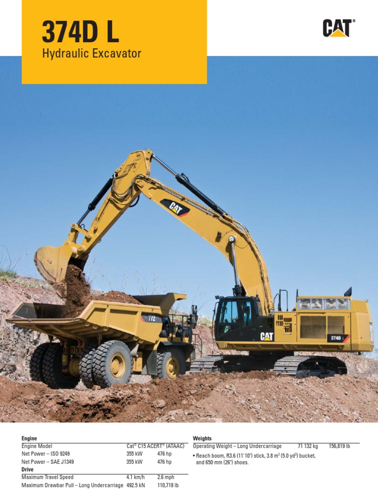 Hydraulic Excavator Engine Weights PDF Horsepower Pump