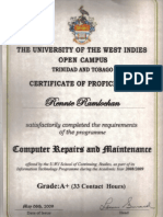 UWI Computer Repairs & Maintainence Certificate