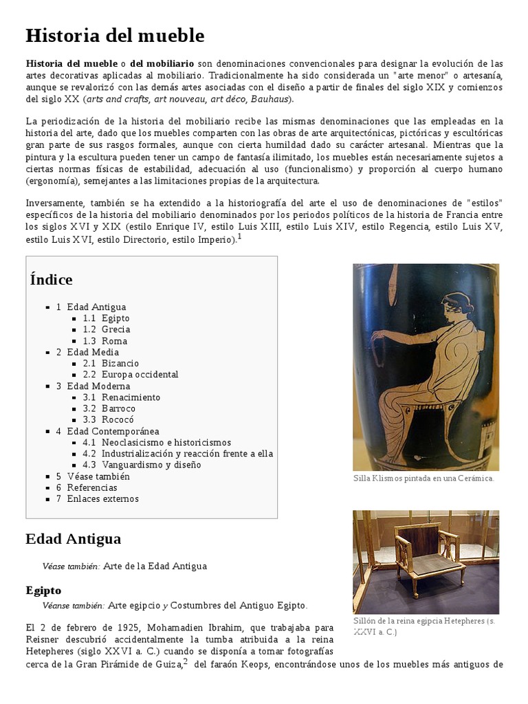 Historia Del Mueble | Mueble | Artes (general) | Prueba gratuita de 30