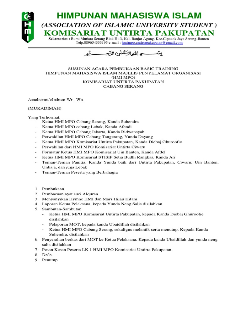 susunan acara penutupan