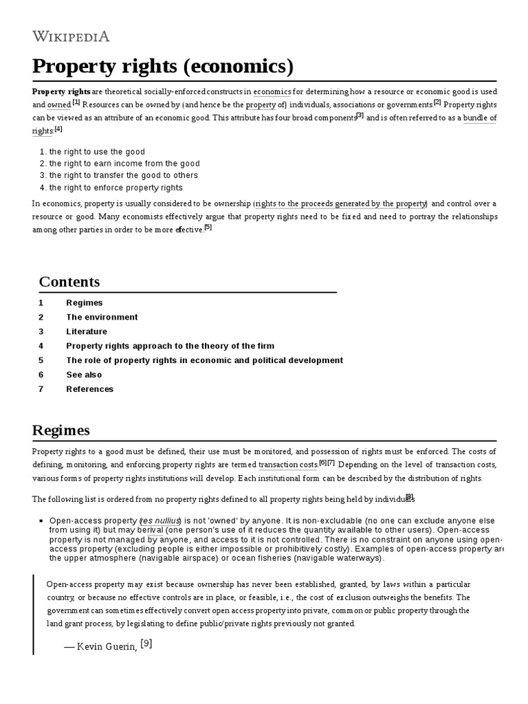 Property Rights (Economics) PDF Economics Law And Economics