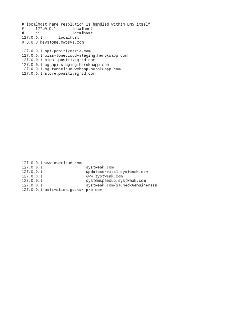 Localhost Host Entries Configuration | PDF