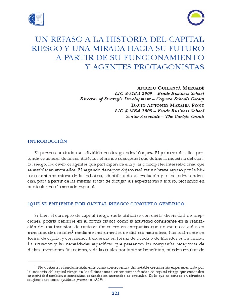 Historia y futuro del capital riesgo | PDF | Capital de riesgo ...
