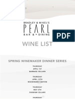 Spring Winemaker Dinner Series Wine List