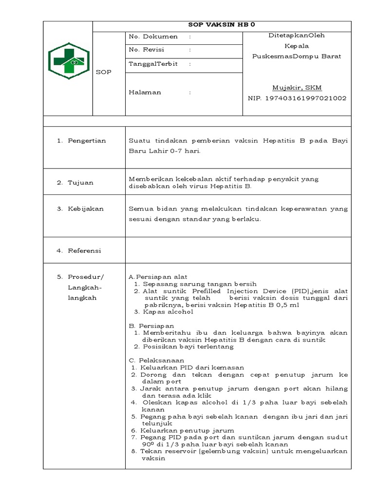 Sop Vaksin Hb 0 7 Hari