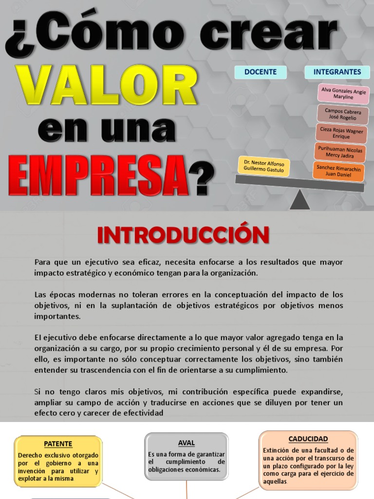 Cómo Crear Valor en Una Empresa | PDF | Capitalización de mercado ...