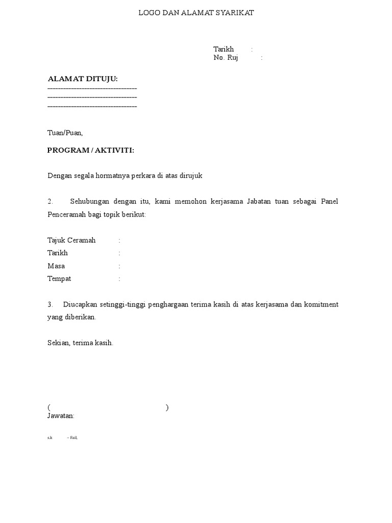 Format Surat Jemputan