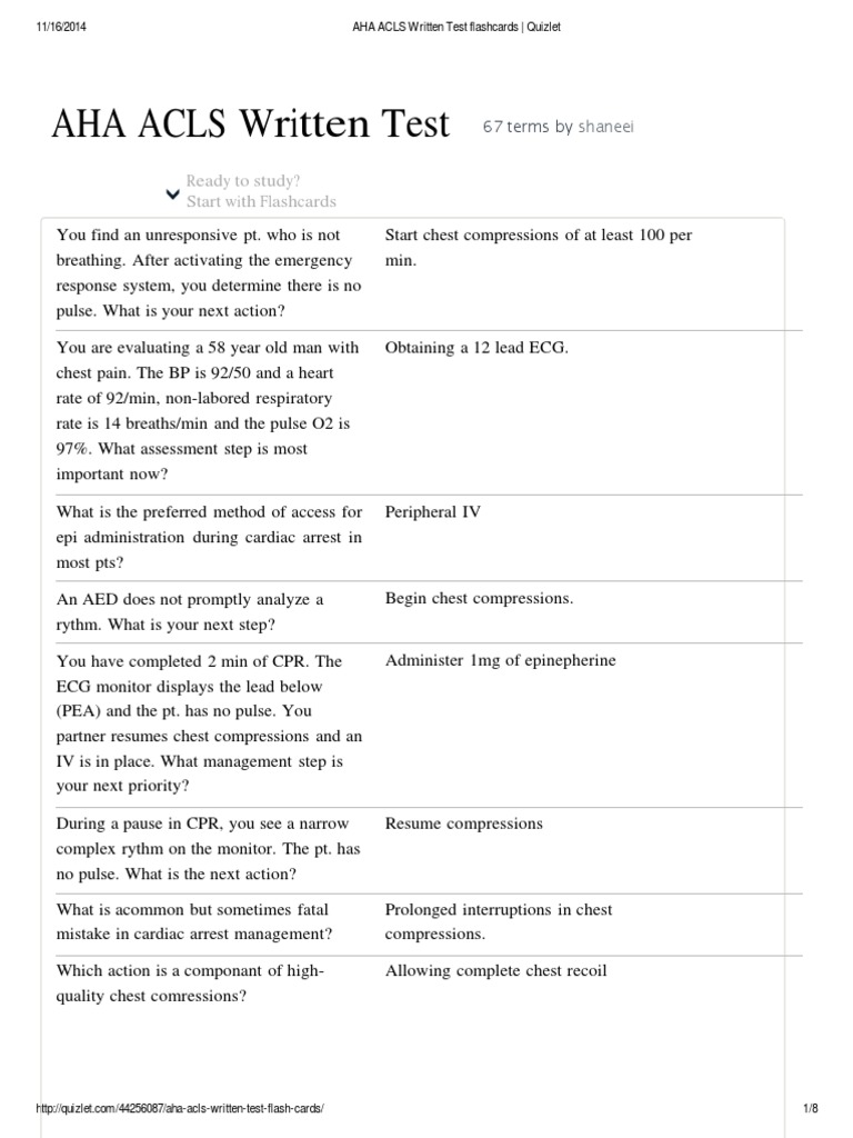 ACLS Exam A | PDF | Cardiopulmonary Resuscitation | Cardiac Arrest