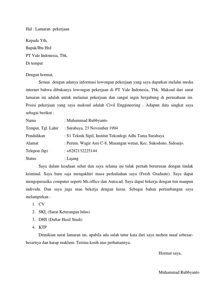 Download 84+ Contoh Surat Surat Lamaran Kerja Untuk Pt Terbaik Dan Terbaru