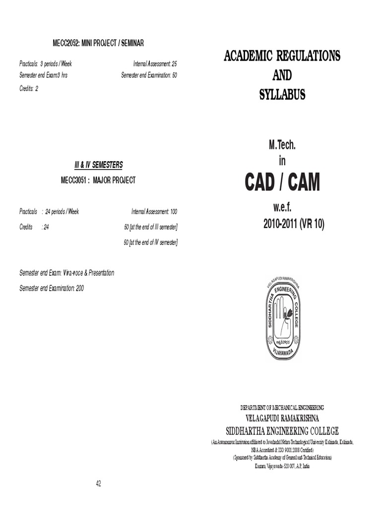 Cad / Cam: Academic Regulations AND Syllabus | PDF | Reliability ...