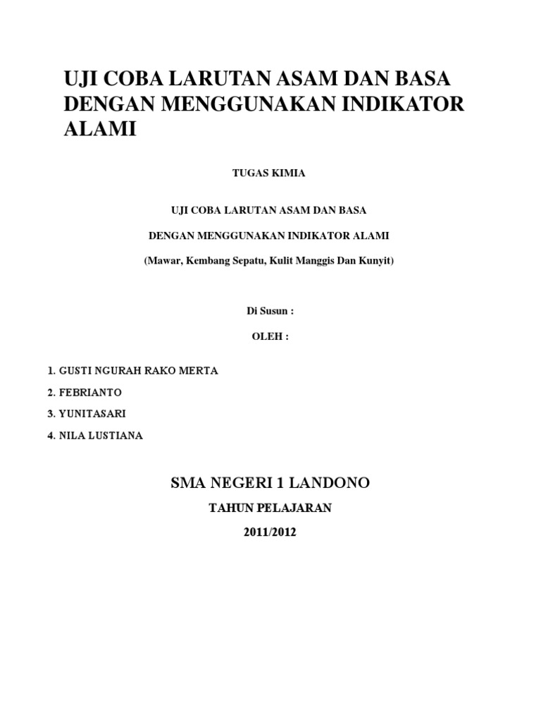 UJI COBA LARUTAN ASAM DAN BASA DENGAN MENGGUNAKAN 
