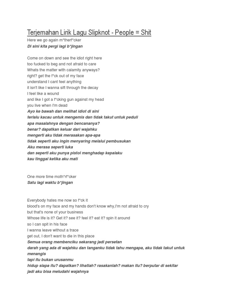 Terjemahan Lirik Lagu Slipknot Pdf
