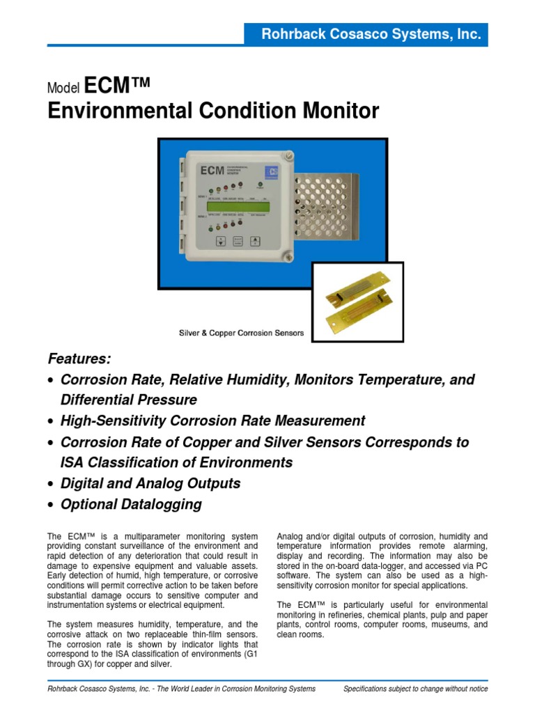 ECM Environmental Corrosion Monitor | Pressure Measurement | Computer ...