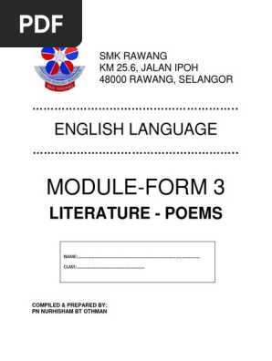 Literature Poems Form 1 Form 3 Pdf Horror Films Reason
