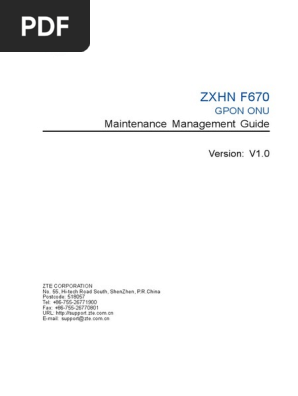 ZXHN+F670+V1 0+PON+ONT+Maintenance+Management PDF | PDF | Ip