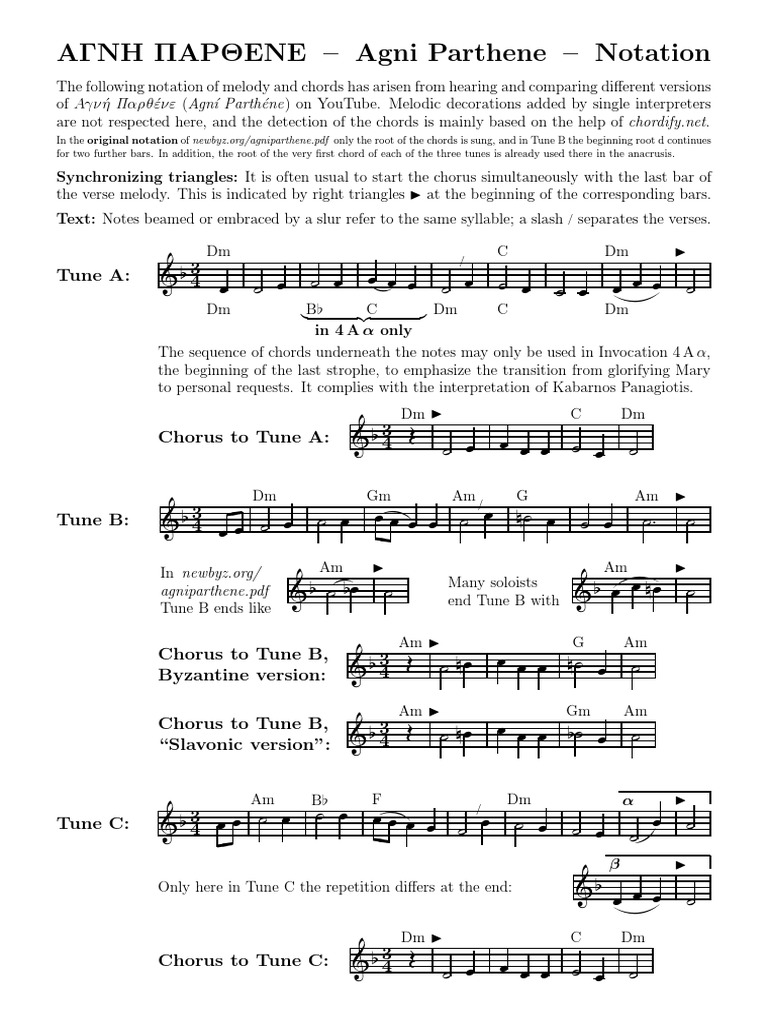 Agni Parthene Notation Refrain Song Structure