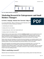 Marketing Research For Entrepreneurs and Small Business Managers