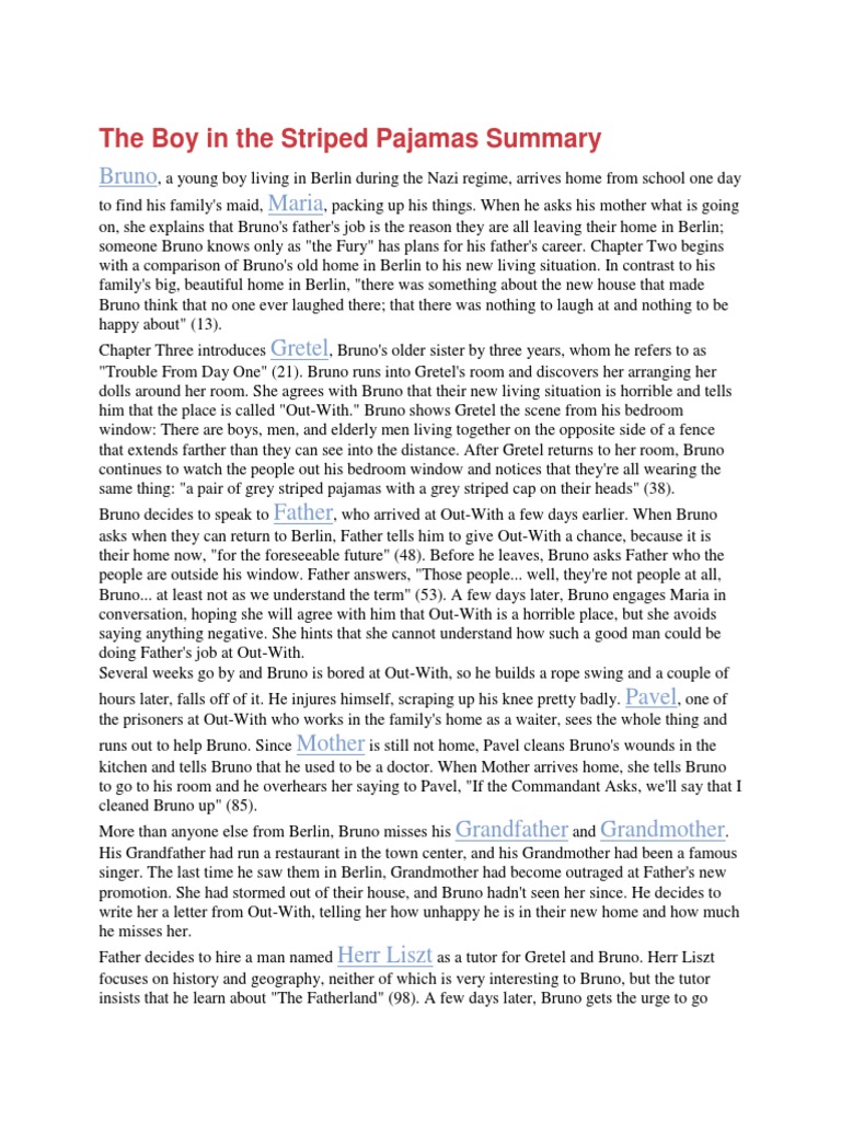 The Boy in The Striped Pajamas Summary PDF