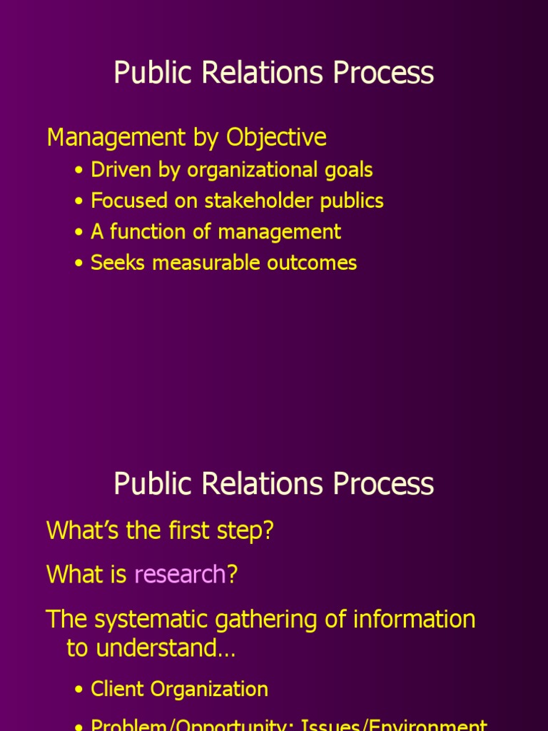 PR Process Day One | PDF | Public Relations | Goal