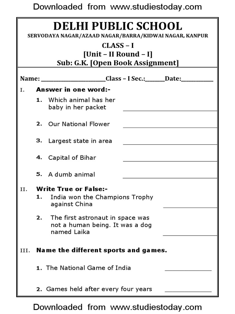 Gk for class 4 pdf download image