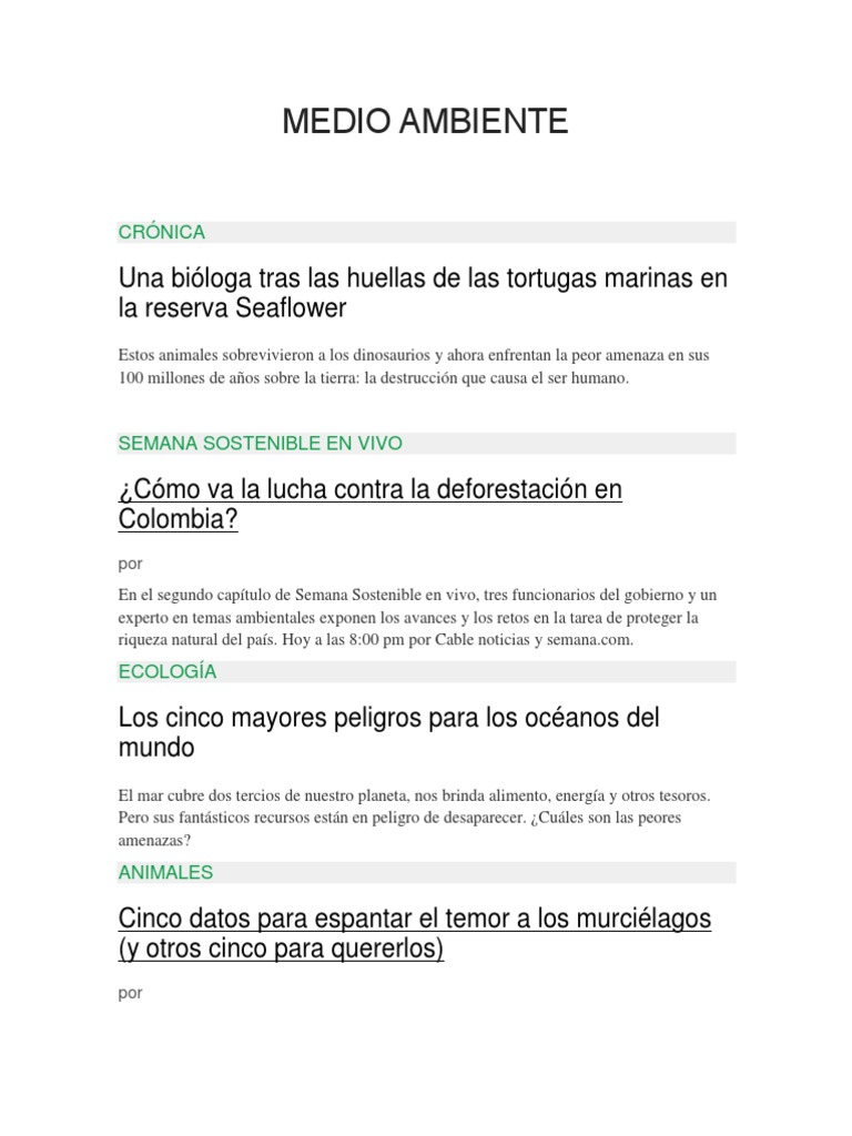Amenazas al Medio Ambiente y Fauna | PDF | Entorno natural ...