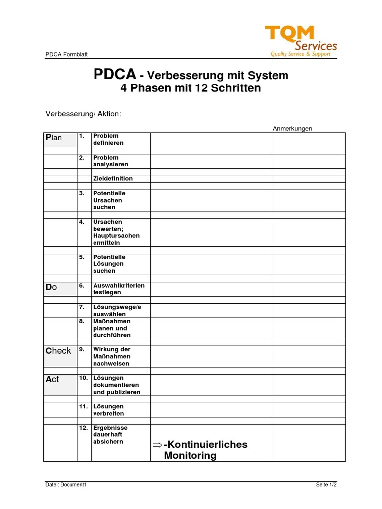word-vorlage-pdca-formblatt