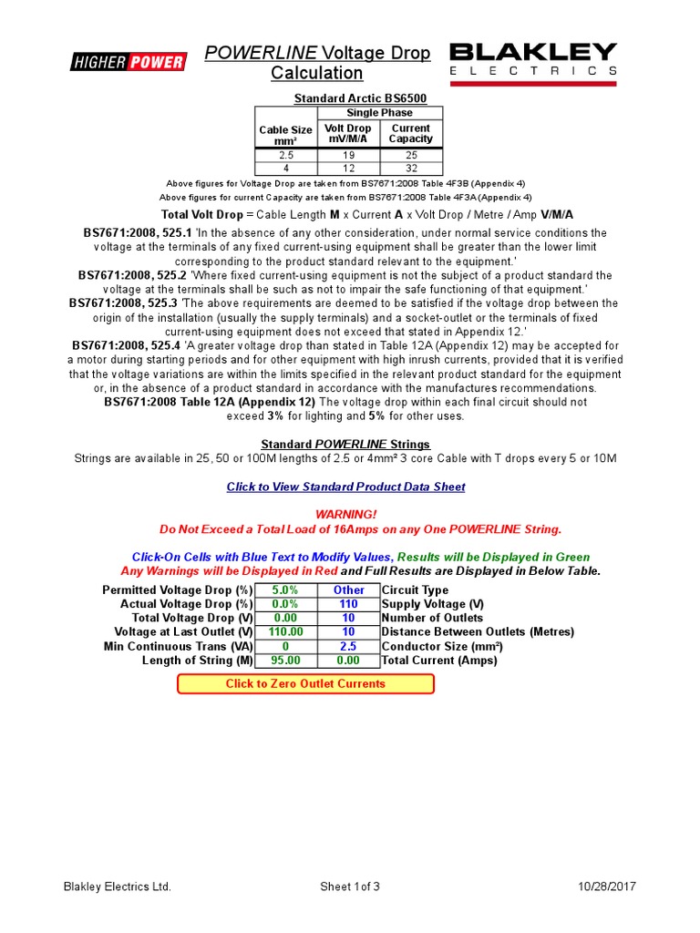 Voltage Drop Calculation Guide UK | PDF | Electric Power Transmission ...