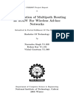 Implementation of Multipath Routing in AODV For Wireless Ad-Hoc Networks