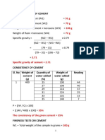 Cement test results summary
