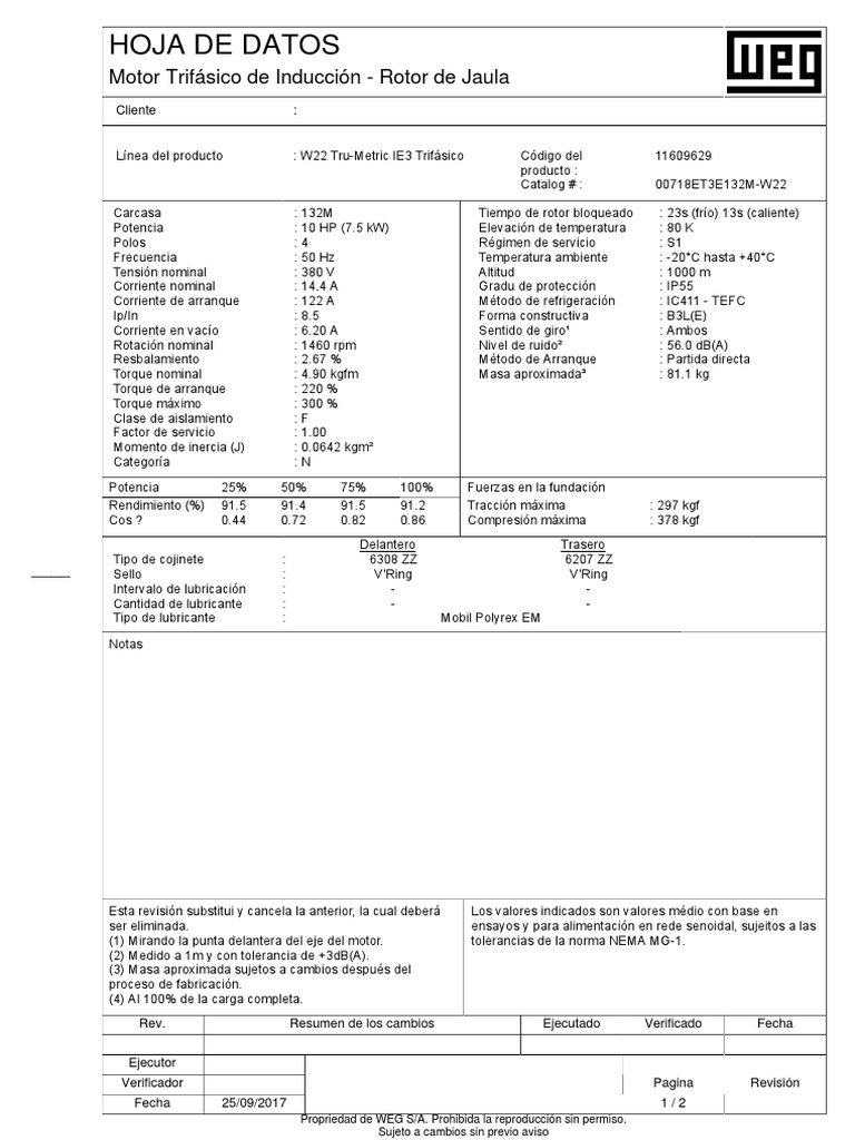 W22 Tru-Metric IE3 Trifásico | PDF | Esfuerzo de torsión | Cantidades ...