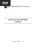 Laplace Transform Tables