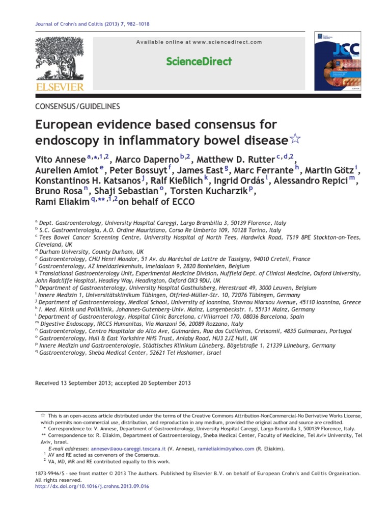 JCC ECCO Endoscopy Consensus 11 2013 FINAL PDF PDF Inflammatory