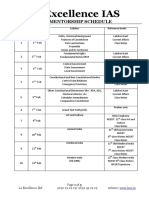 La Excellence IAS: PCM Mentorship Schedule