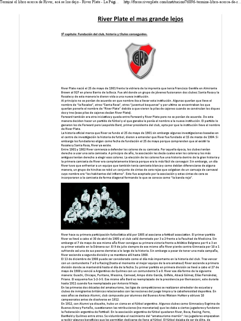 Fundación y historia de River Plate | PDF