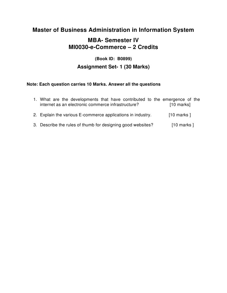 MI0030 e Commerce Fall 2010 | PDF