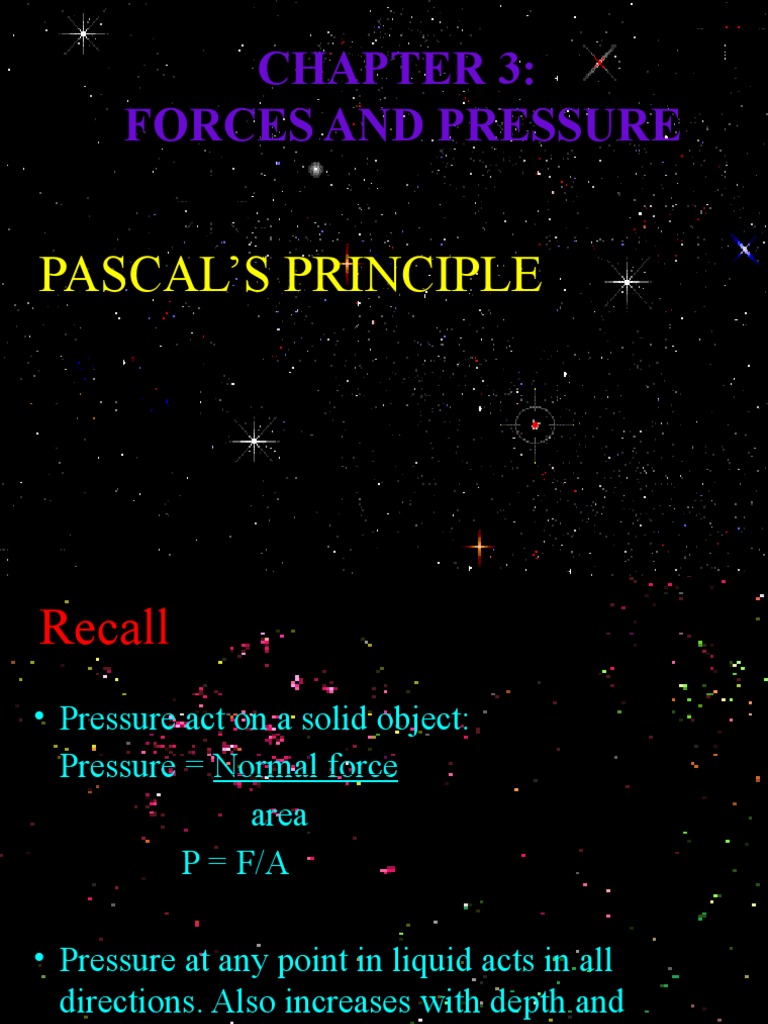 Forces and Pressure: Pascal'S Principle | PDF | Pressure | Applied And ...