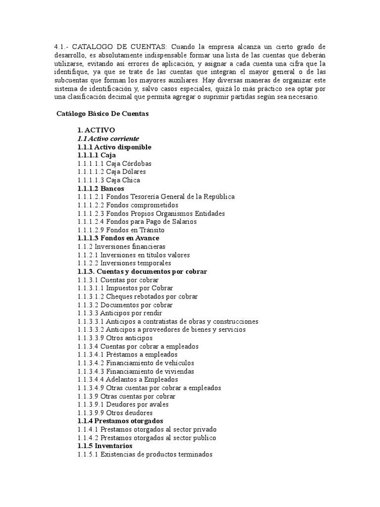 Catálogo de Cuentas Contables Detallado | PDF | Contabilidad ...